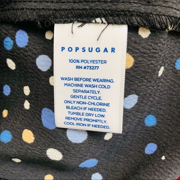 Popsugar Black & Blue Polka Dot Long Sleeve Shirt - Picture 5 of 5